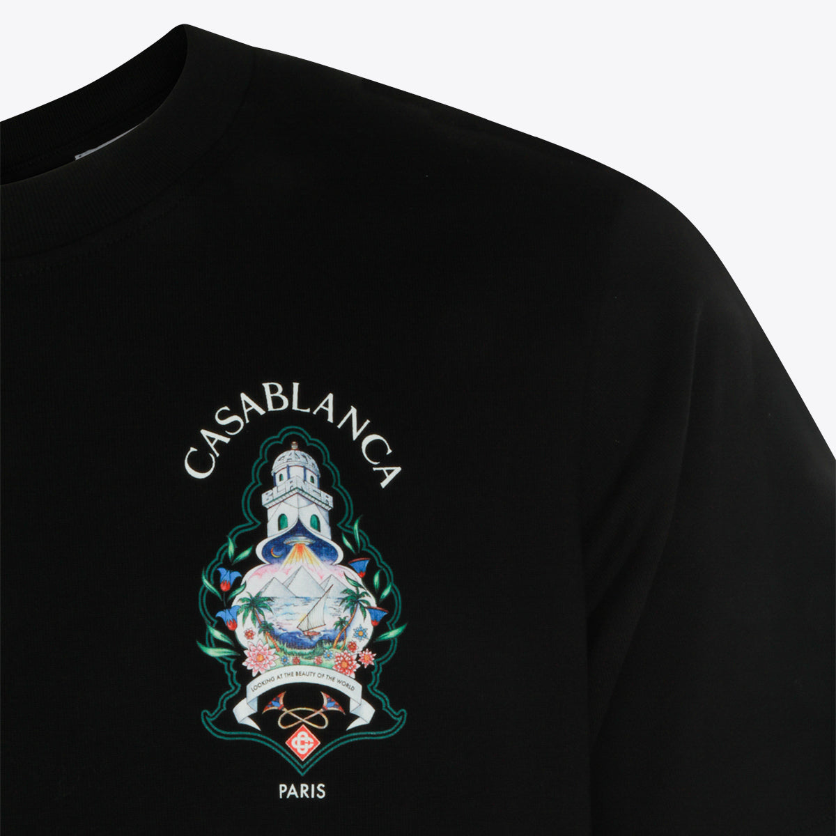 BLACK COTTON PLAFOND ORNE DE MUSIQUE T-SHIRT