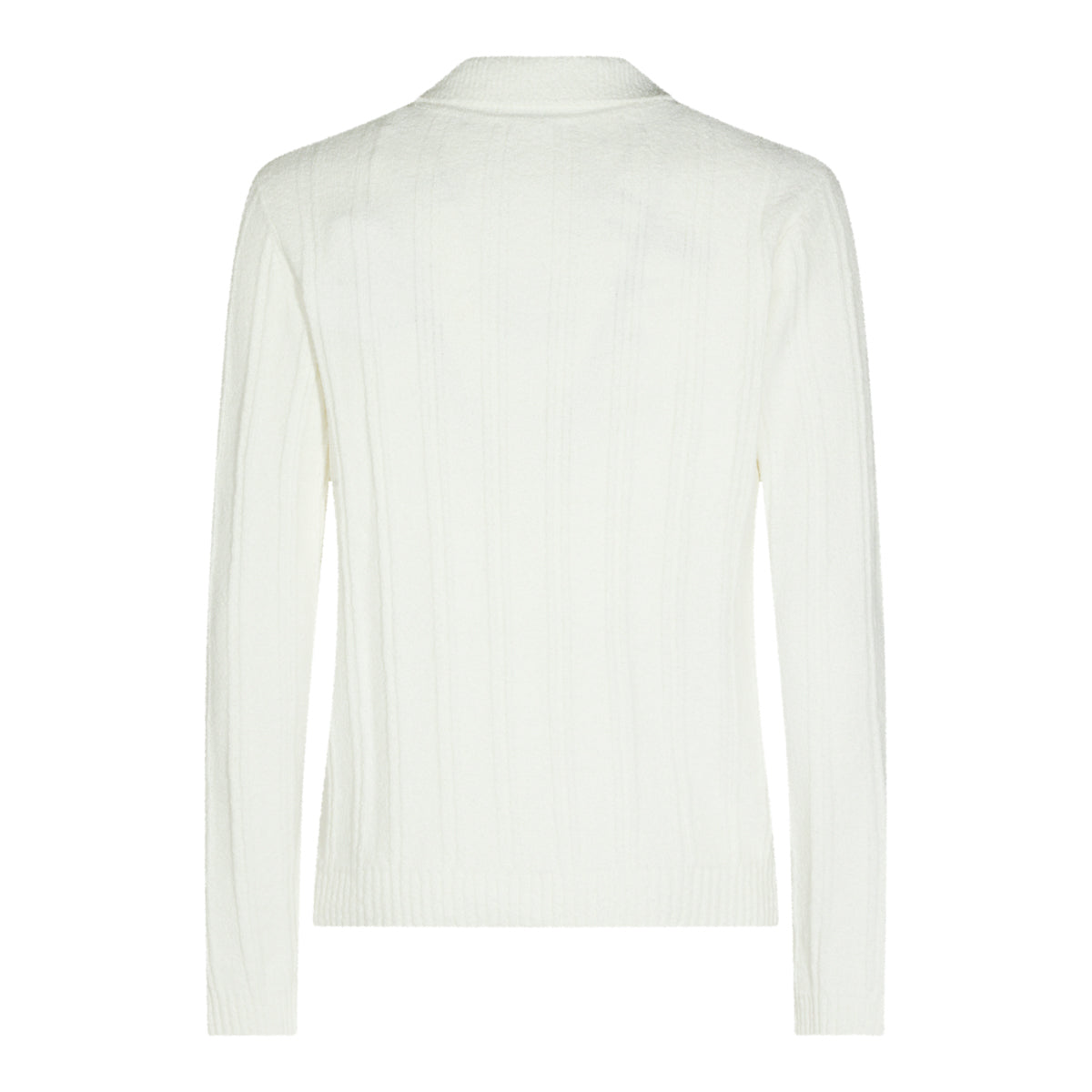 WHITE COTTON BLEND POLO SWEATER