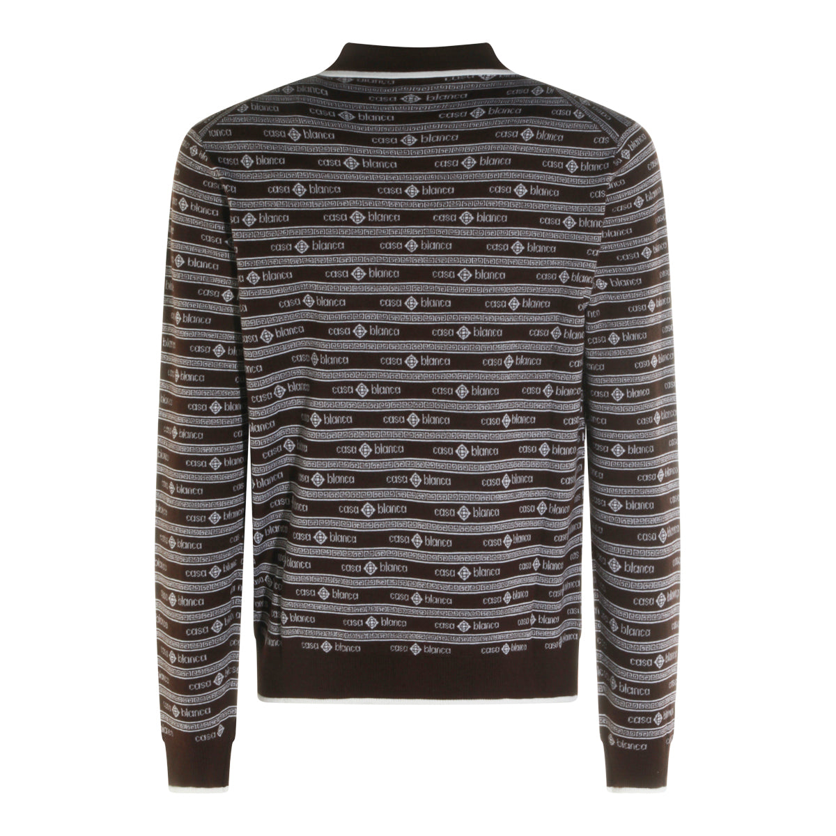DARK BROWN WOOL WORDMARK LONG SLEEVE POLO