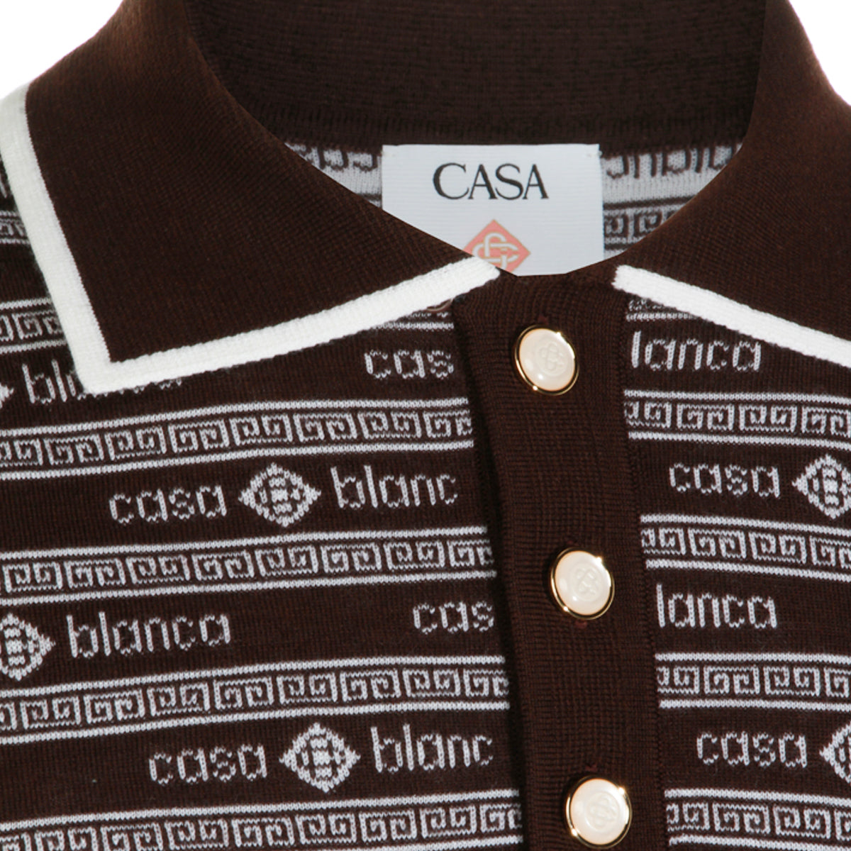 DARK BROWN WOOL WORDMARK LONG SLEEVE POLO