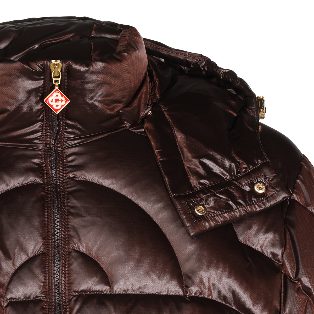 DARK BROWN QUILTED PUFFER DOWN JACKET
