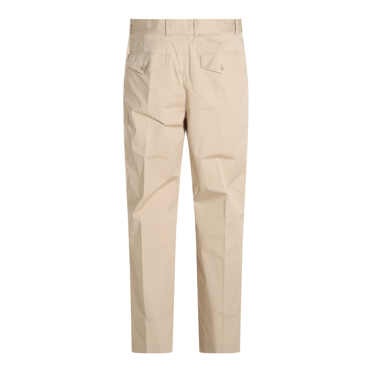 BEIGE COTTON STRETCH PLEATED PANTS