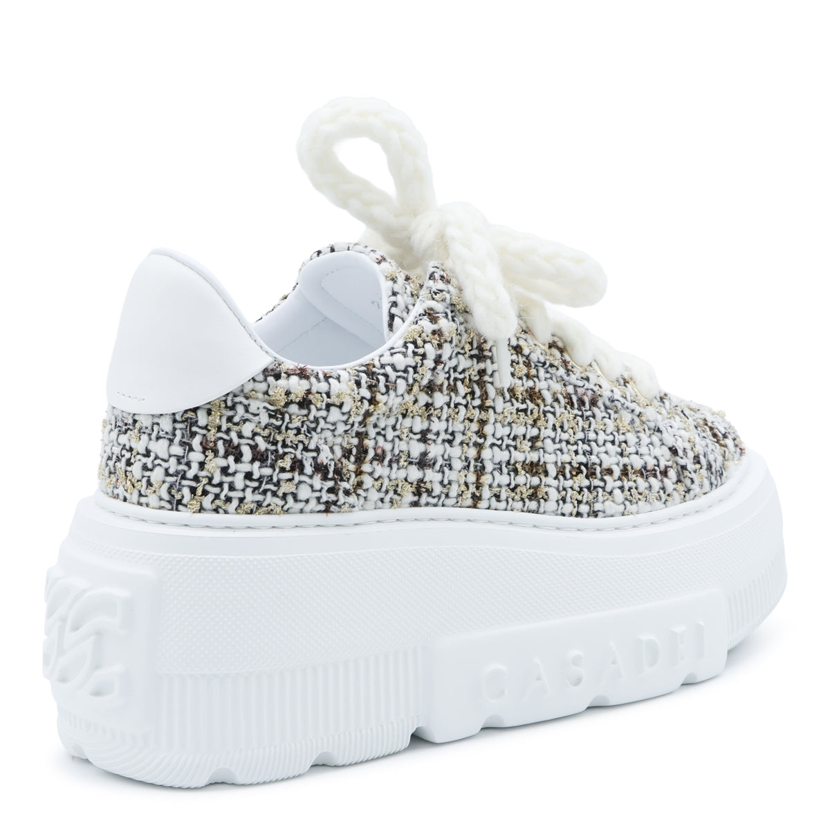 WHITE AND IVORY CHECK SNEAKERS