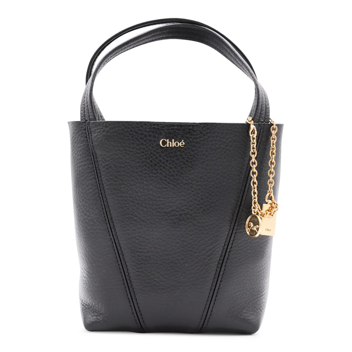 BLACK LEATHER SPIN TOTE