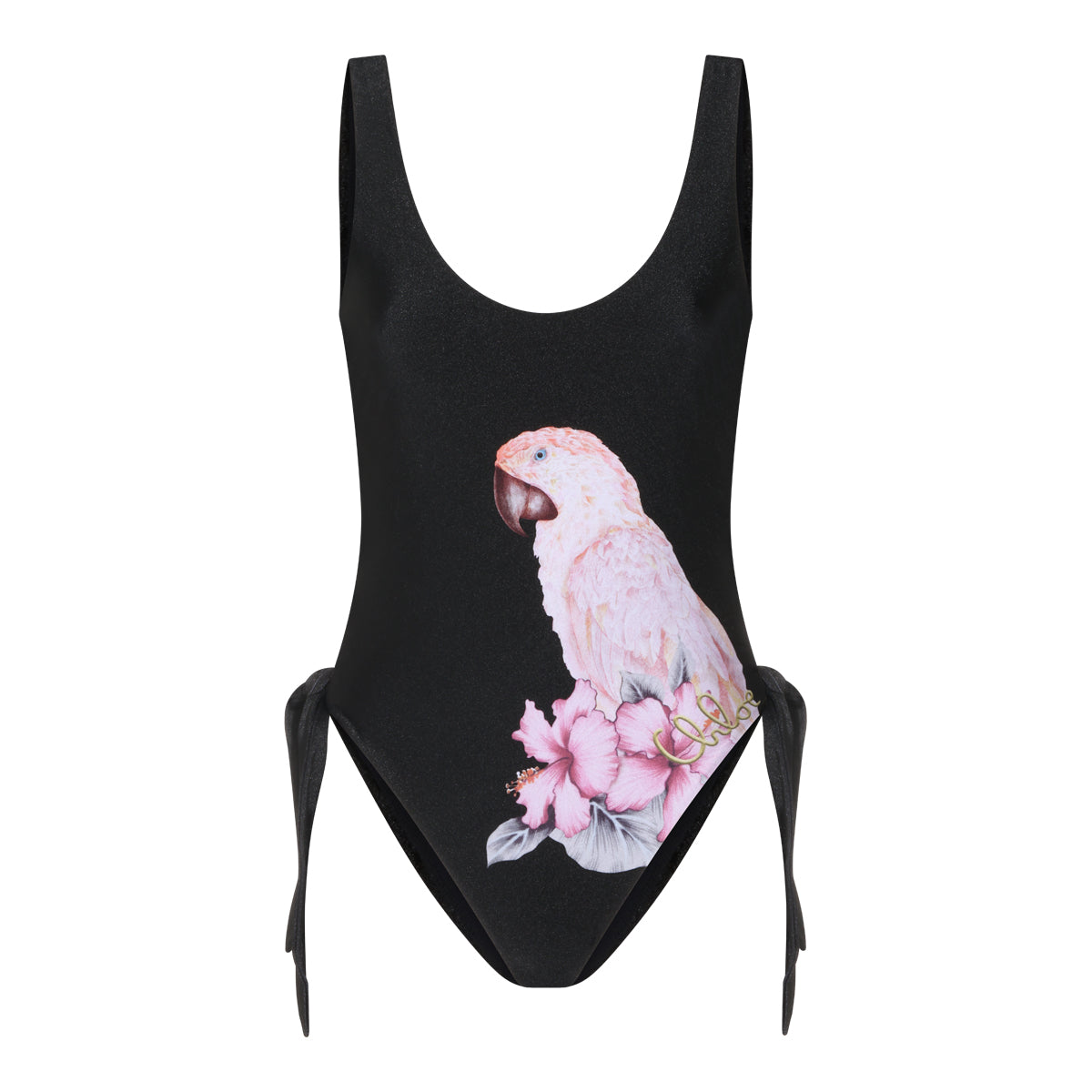 BLACK AND PINK CUT OUT ONE PIECE BEACHWEAR