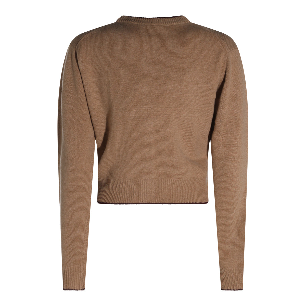 BLEACHED BROWN WOOL AND CASHMERE BLEND CARDIGAN