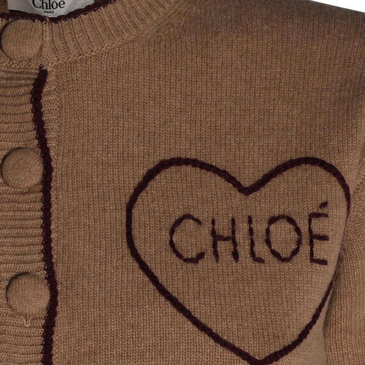 BLEACHED BROWN WOOL AND CASHMERE BLEND CARDIGAN