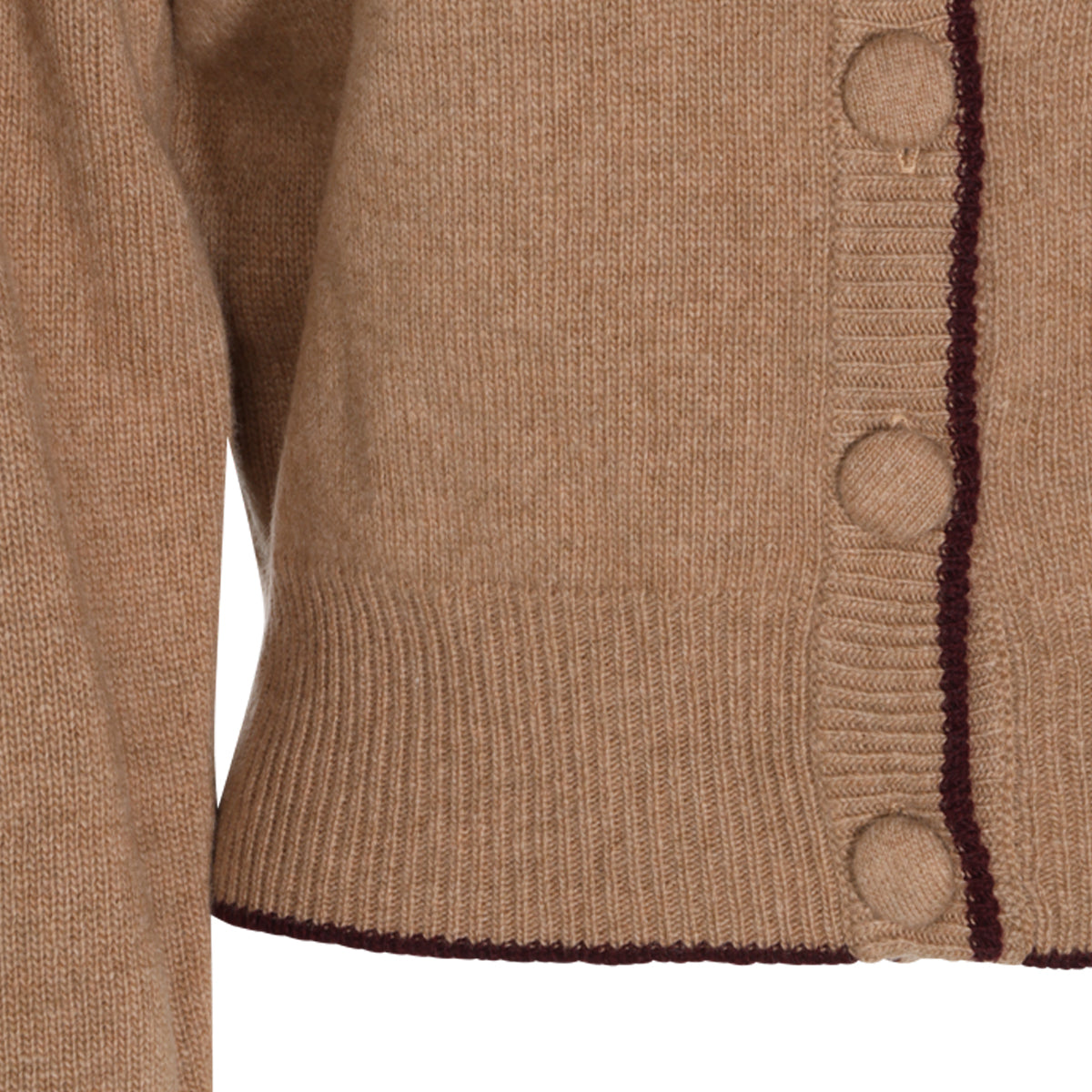 BLEACHED BROWN WOOL AND CASHMERE BLEND CARDIGAN