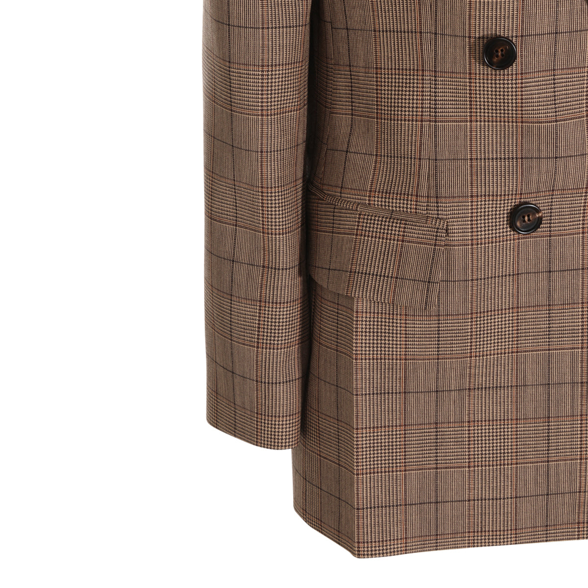 BROWN AND BEIGE WOOL CHECK BLAZER
