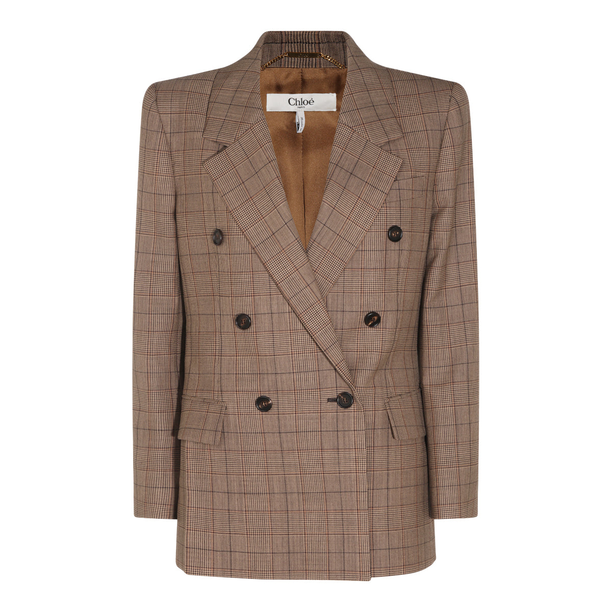 BROWN AND BEIGE WOOL CHECK BLAZER