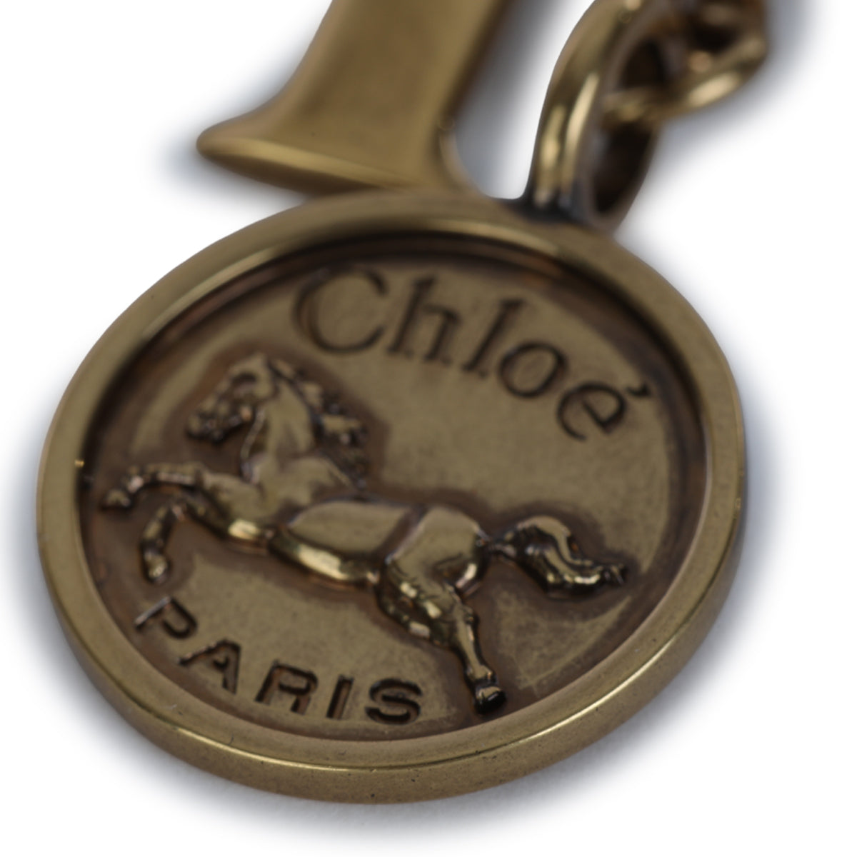 GOLDEN BROWN BRASS LOGO KEY RING