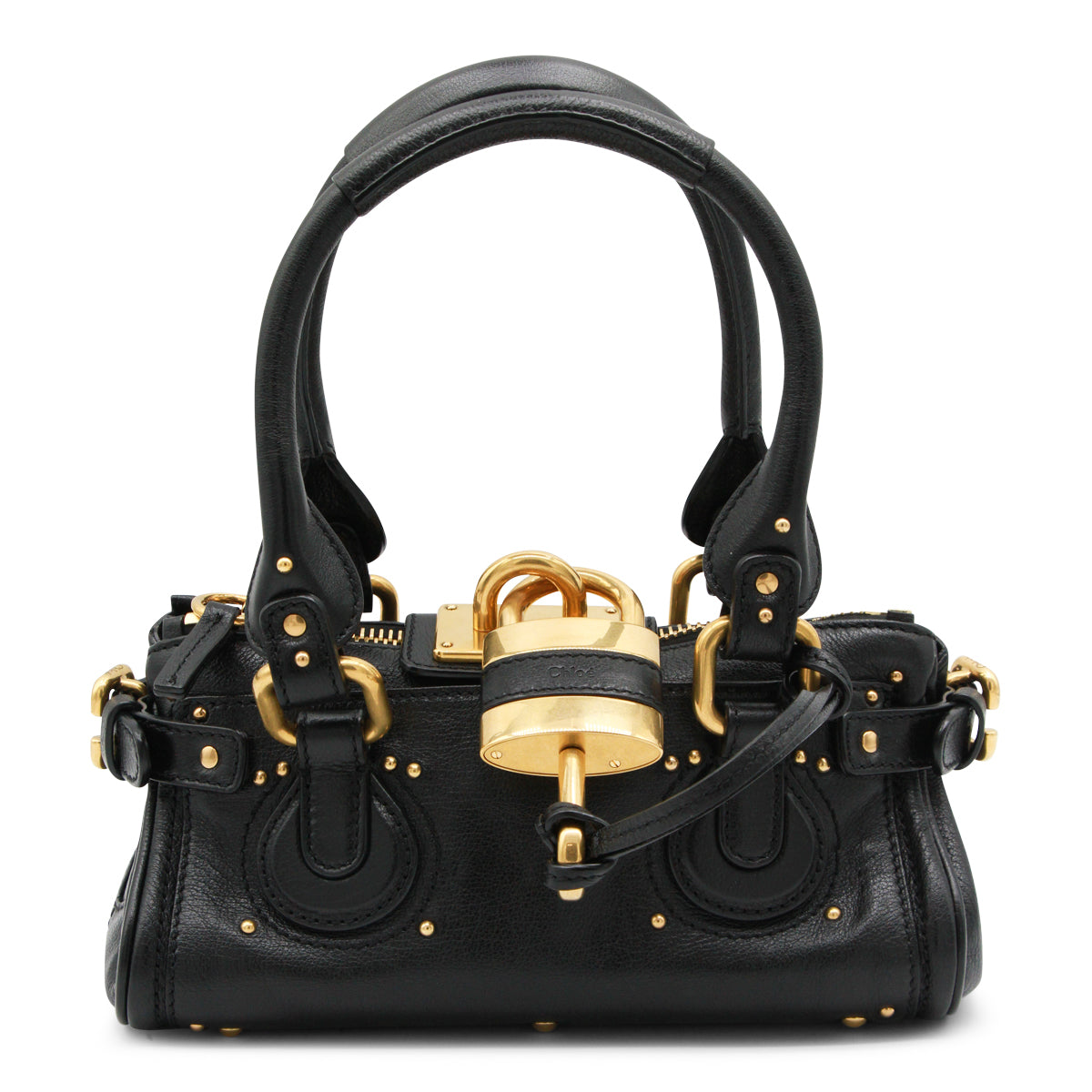 BLACK LEATHER PADDINGTON SMALL TOP HANDLE BAG
