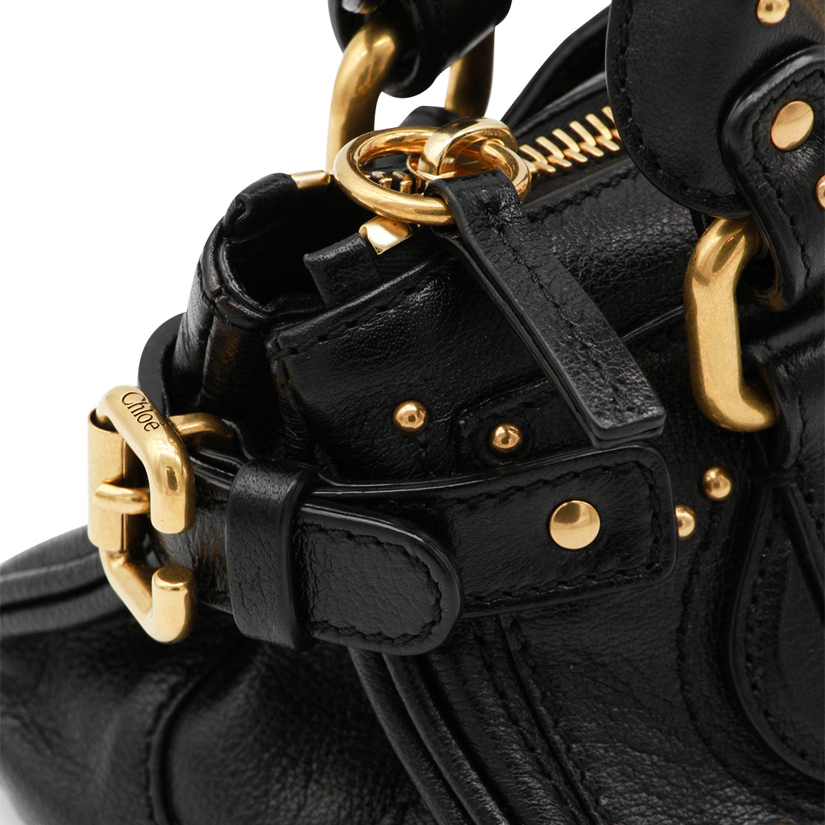 BLACK LEATHER PADDINGTON SMALL TOP HANDLE BAG