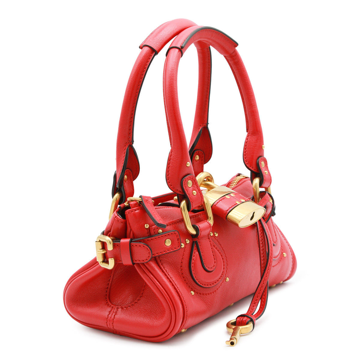 TULIP RED LEATHER PADDINGTON SMALL TOP HANDLE BAG