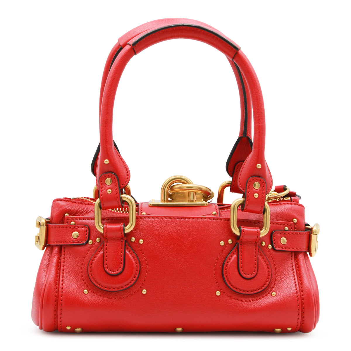 TULIP RED LEATHER PADDINGTON SMALL TOP HANDLE BAG