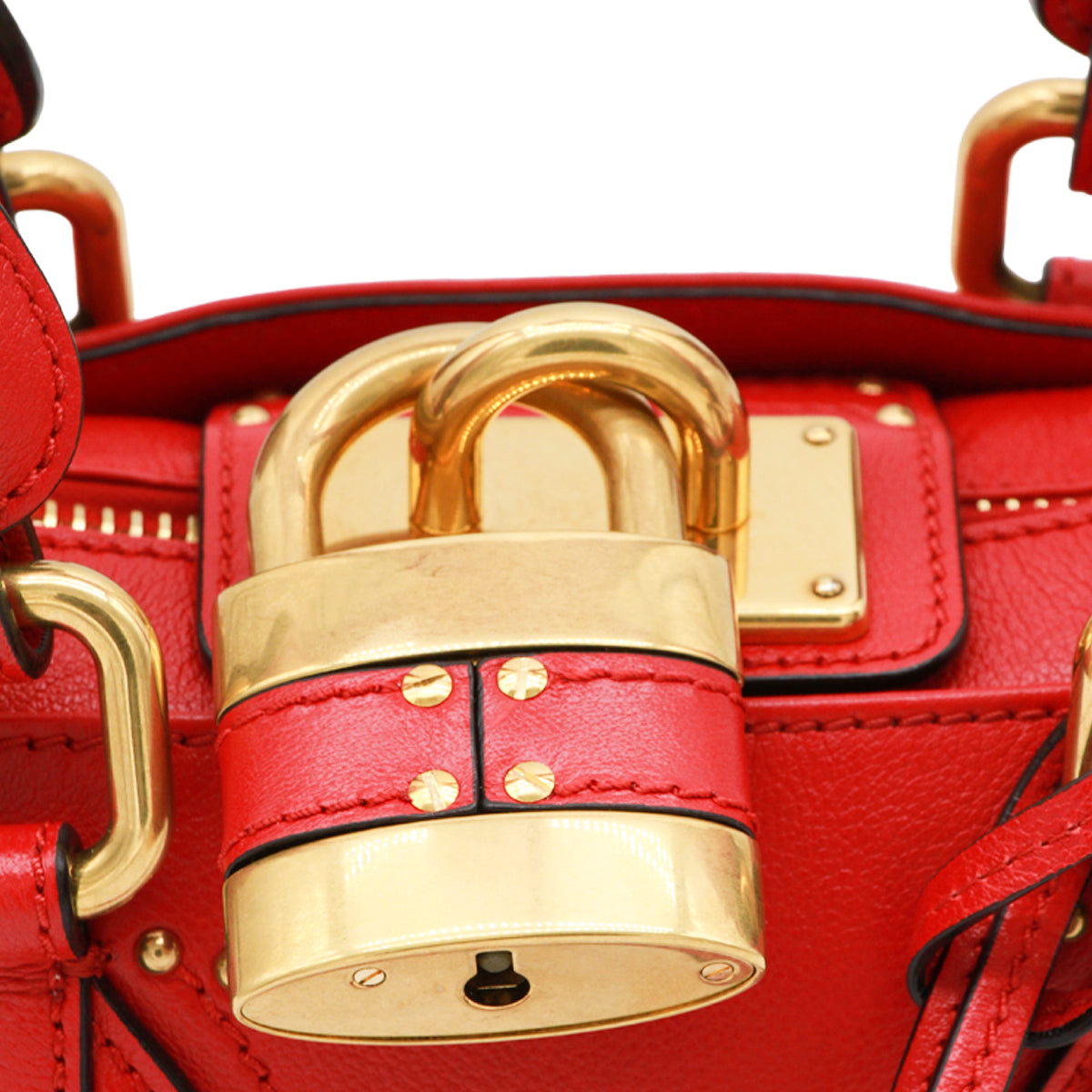 TULIP RED LEATHER PADDINGTON SMALL TOP HANDLE BAG
