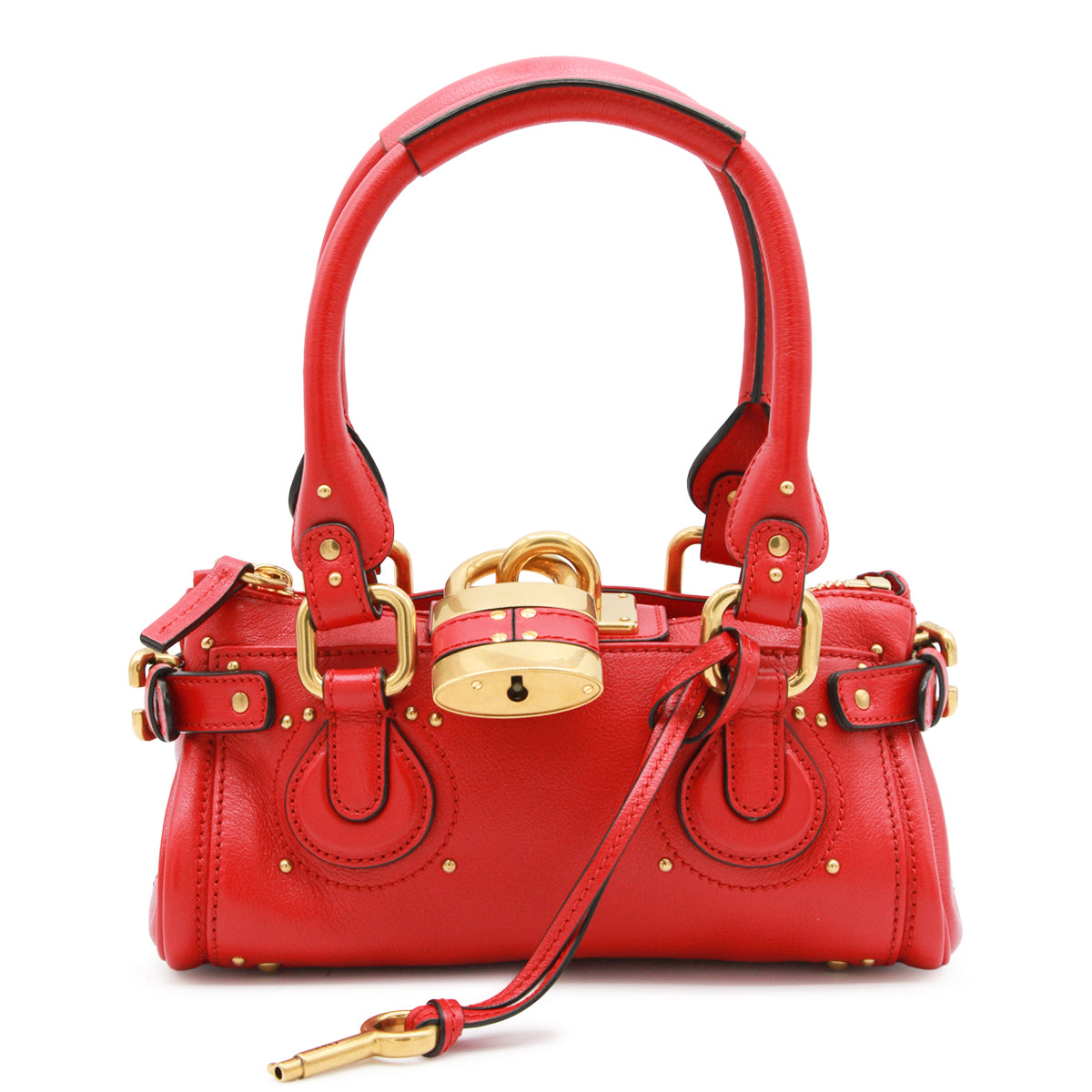 TULIP RED LEATHER PADDINGTON SMALL TOP HANDLE BAG