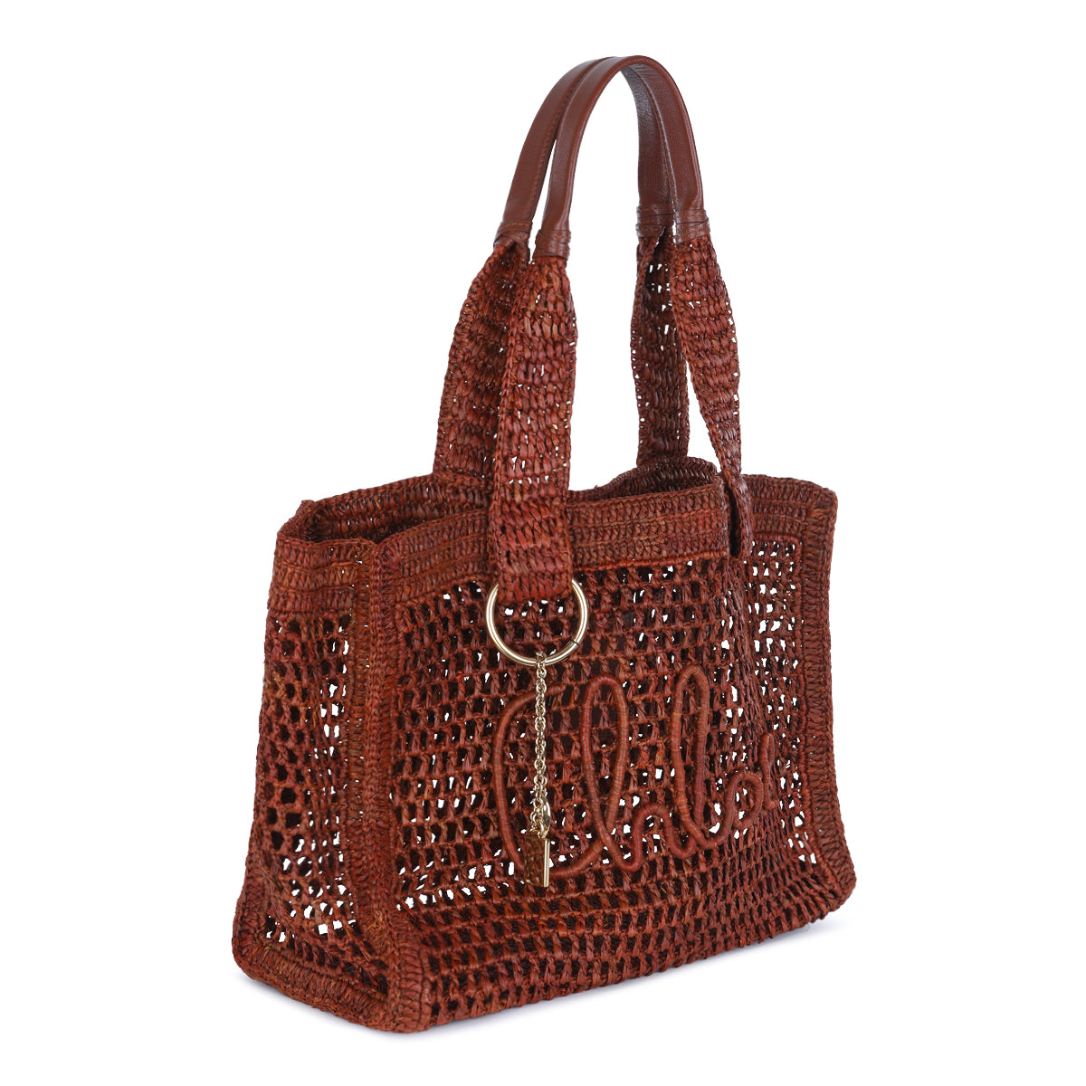 CLAY BROWN RAFIA SUMMER BANANA TOP HANDLE BAG