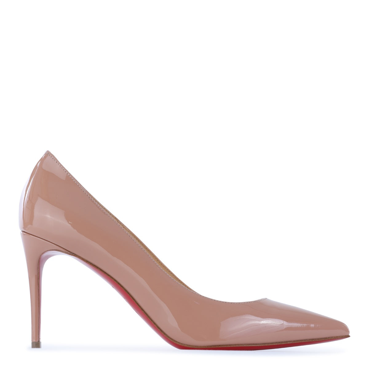 BEIGE LEATHER KATE 85 PATENT PUMPS