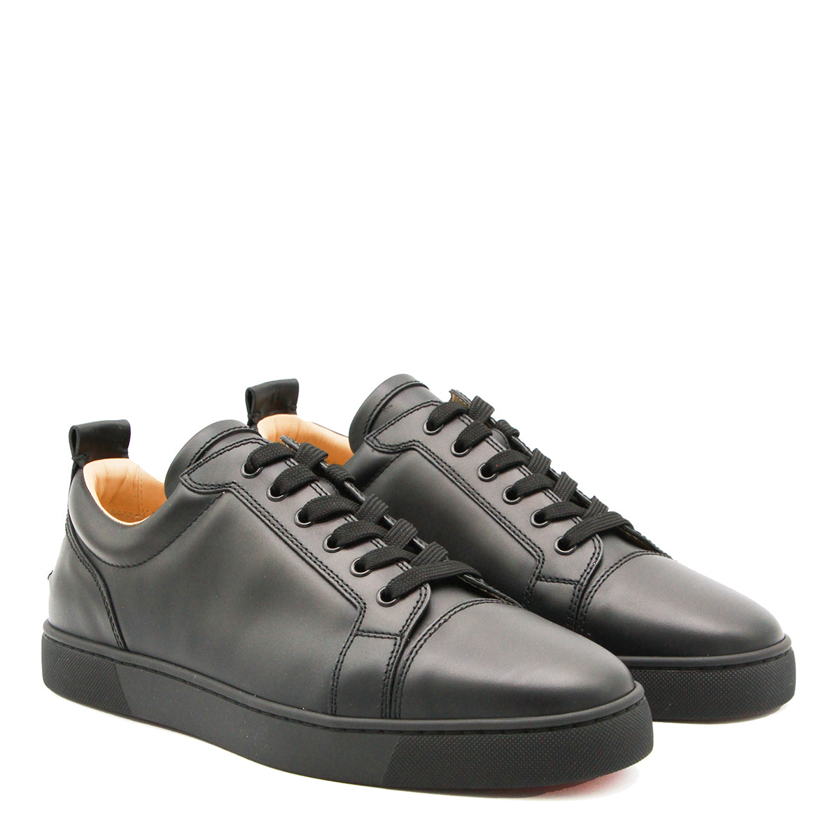 BLACK LEATHER LOUIS JUNIOR FLAT SNEAKERS
