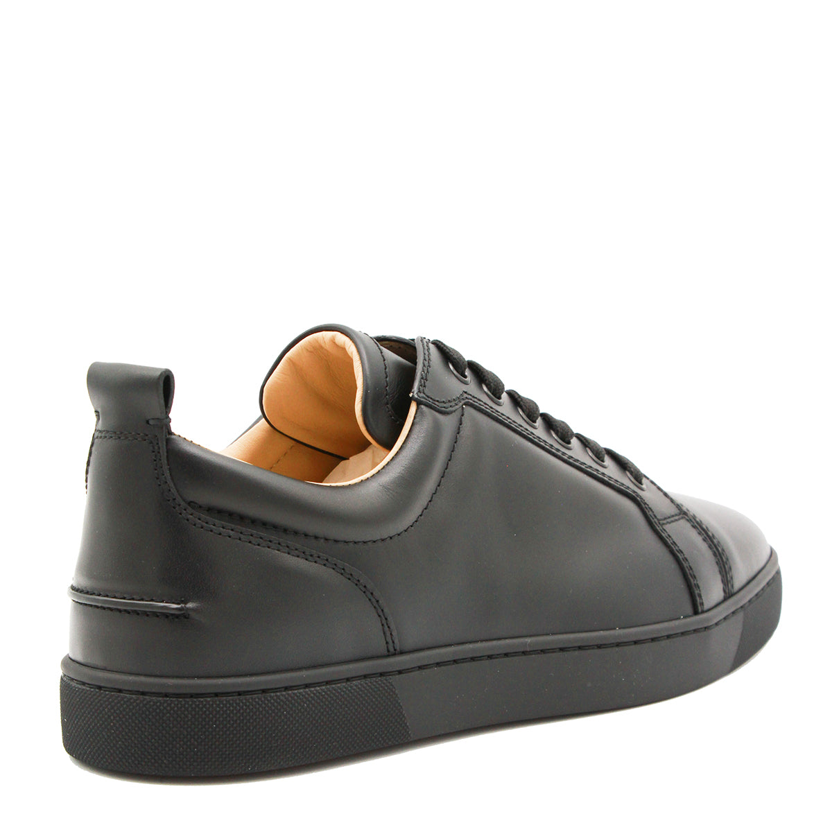 BLACK LEATHER LOUIS JUNIOR FLAT SNEAKERS