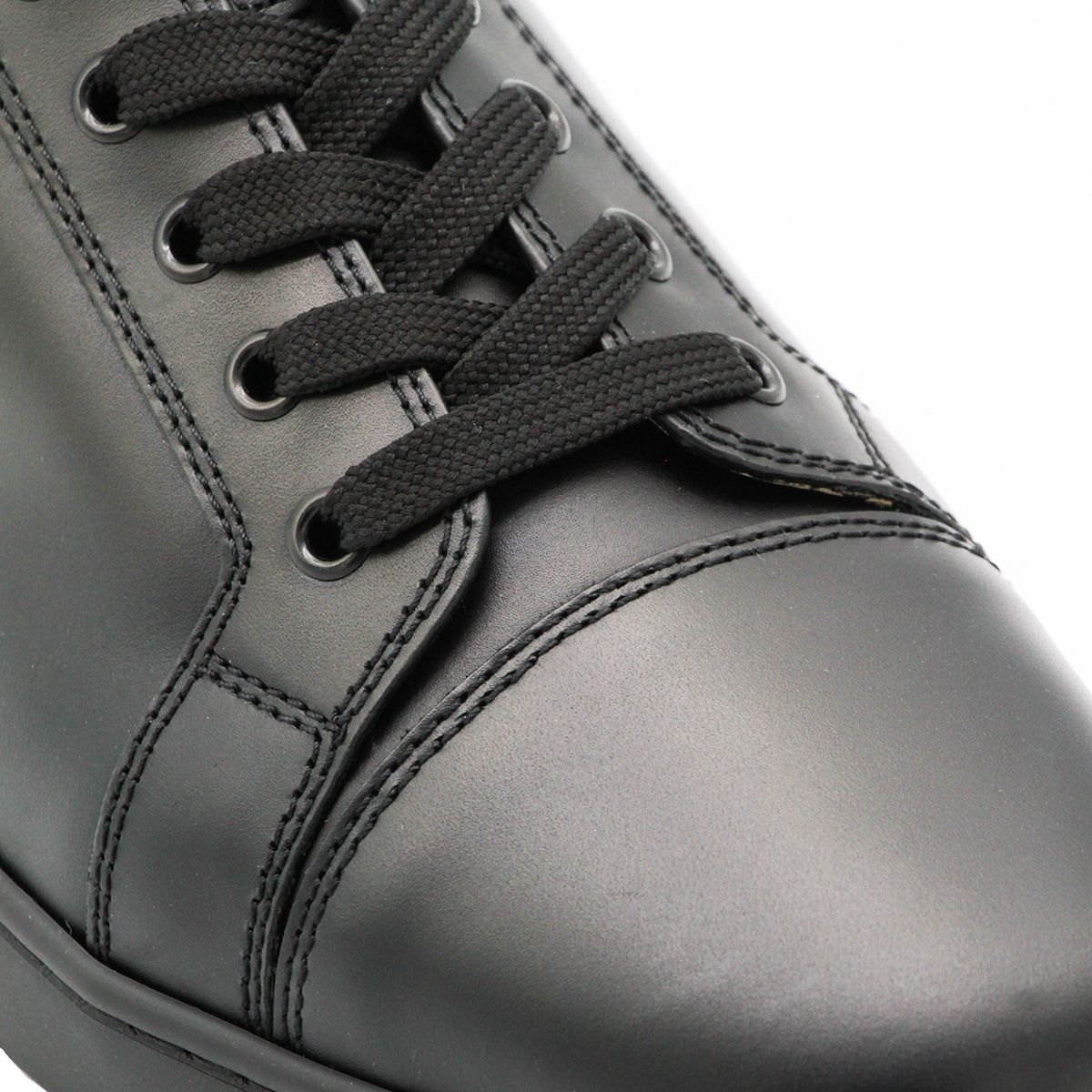 BLACK LEATHER LOUIS JUNIOR FLAT SNEAKERS