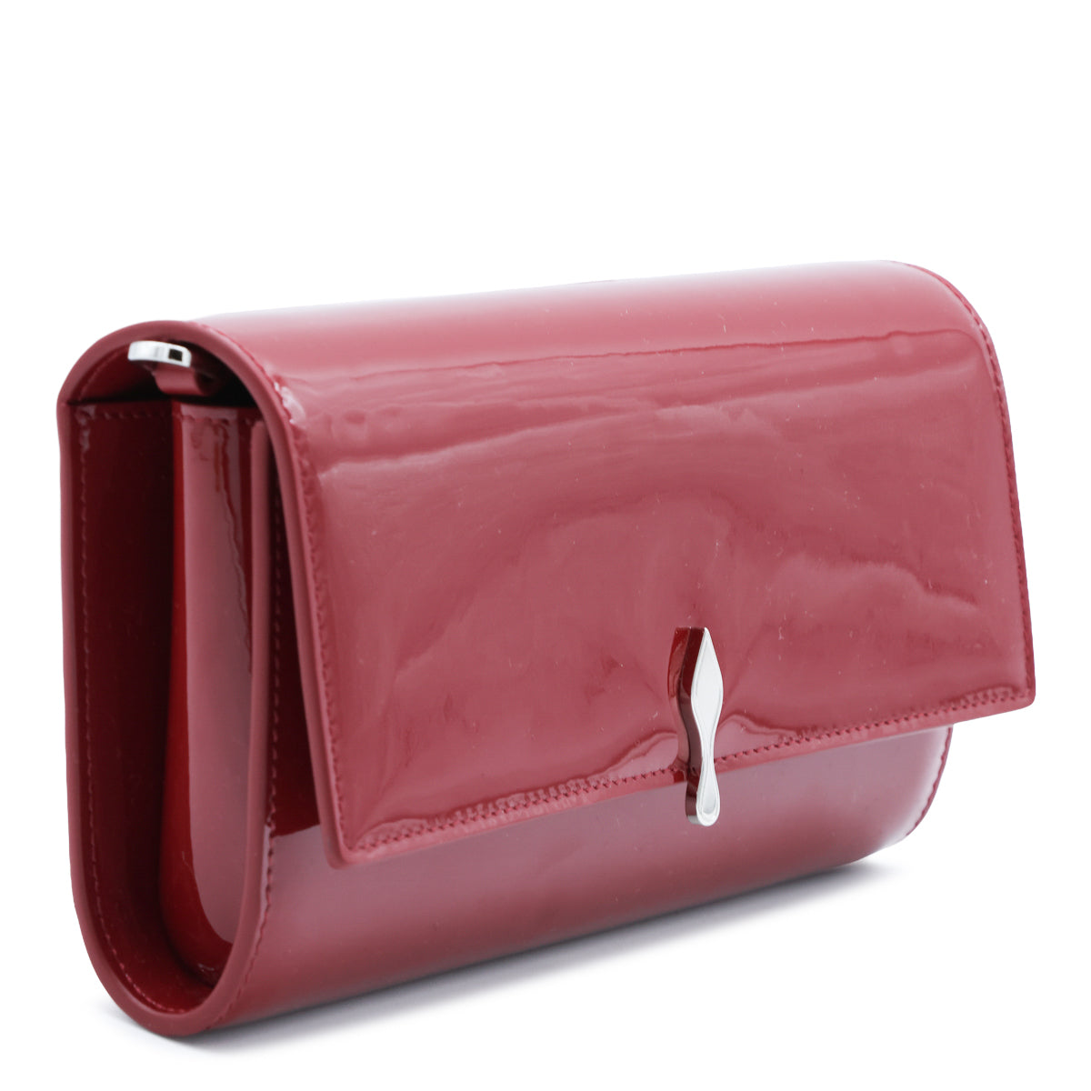 RED BETTINA LEATHER WALLET ON CHAIN PATENT SOFT