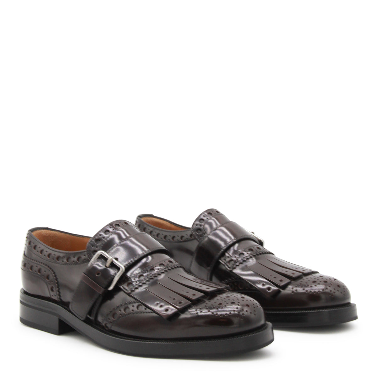 BURGUNDY LEATHER MONK PHILLIS FORMAL SHOES