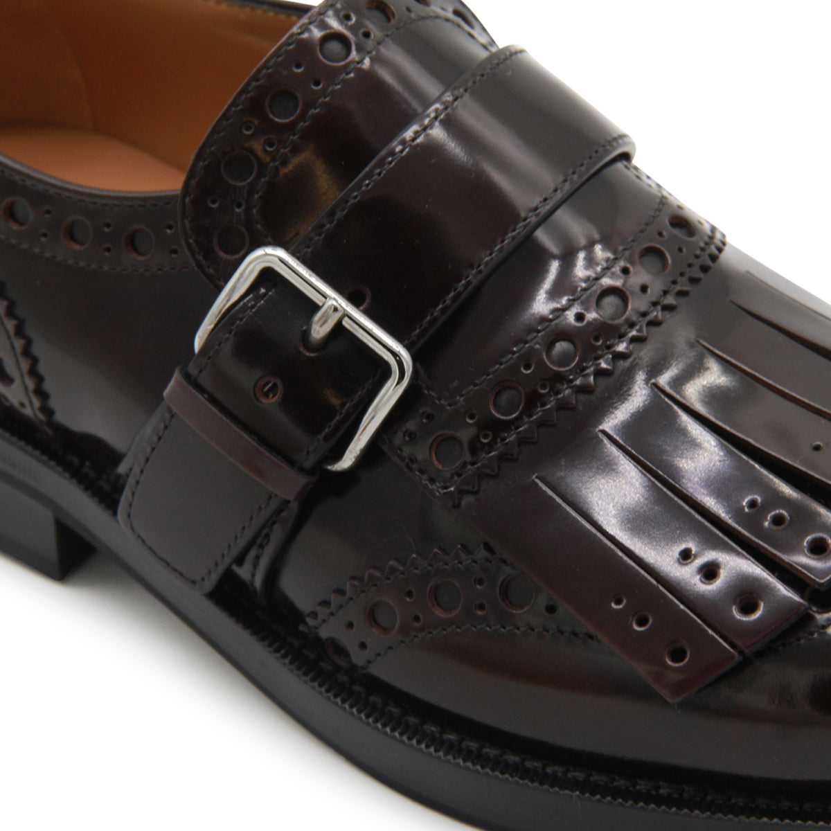 BURGUNDY LEATHER MONK PHILLIS FORMAL SHOES