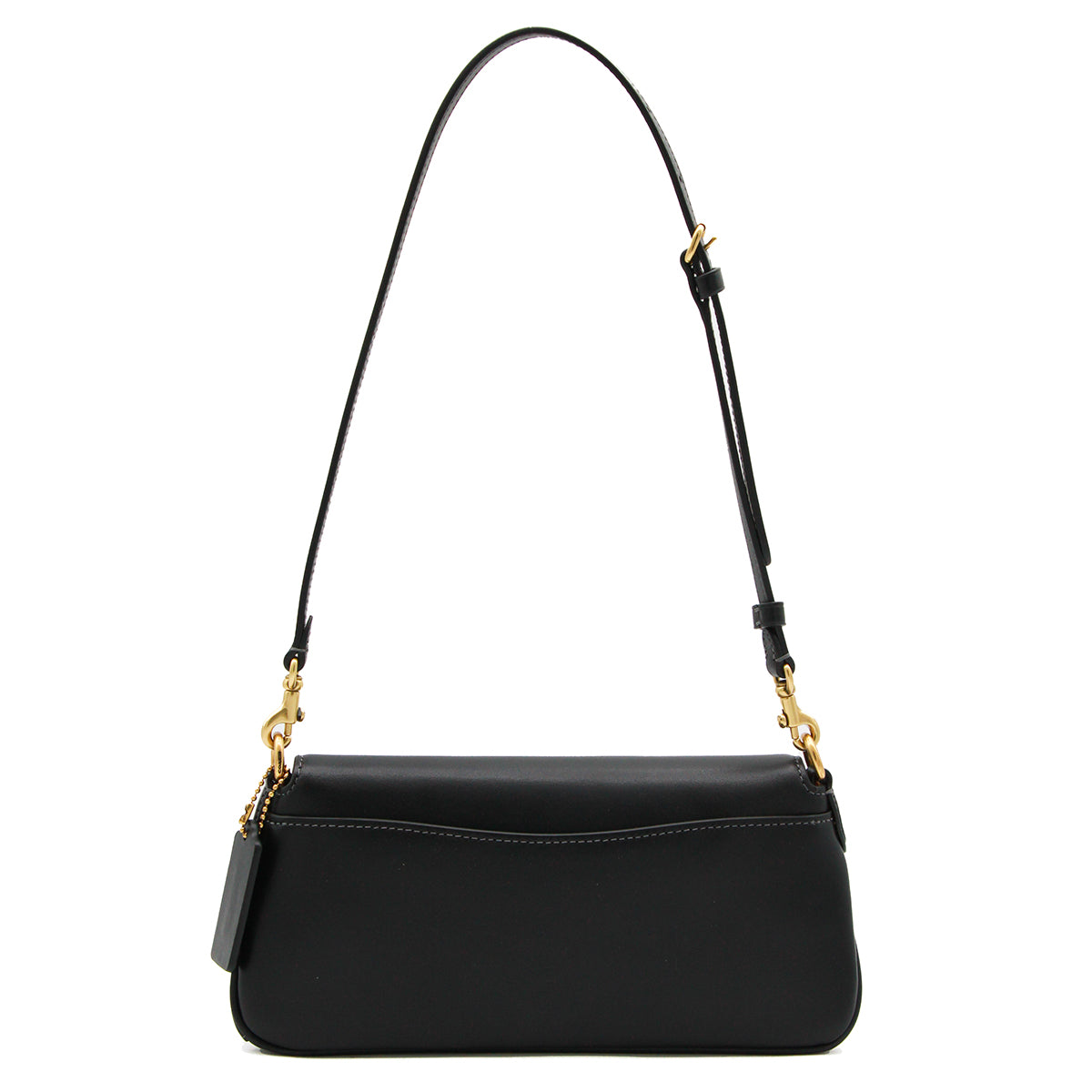 BLACK LEATHER JET SHOULDER BAG