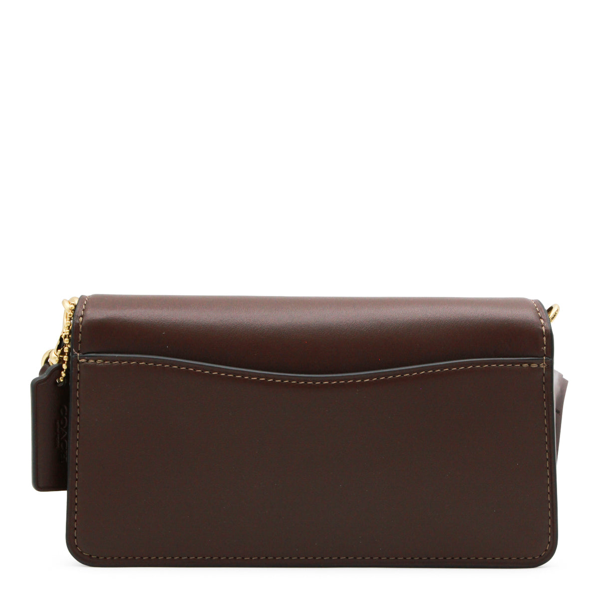 BROWN LEATHER COATED CANVAS SIGNATURE TABBY CHAIN CROSSBODY BAG
