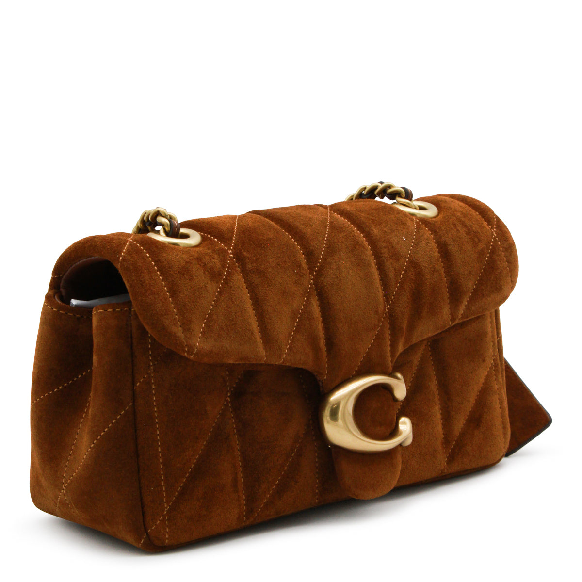 WARM BROWN SUEDE TABBY 20 SHOULDER BAG