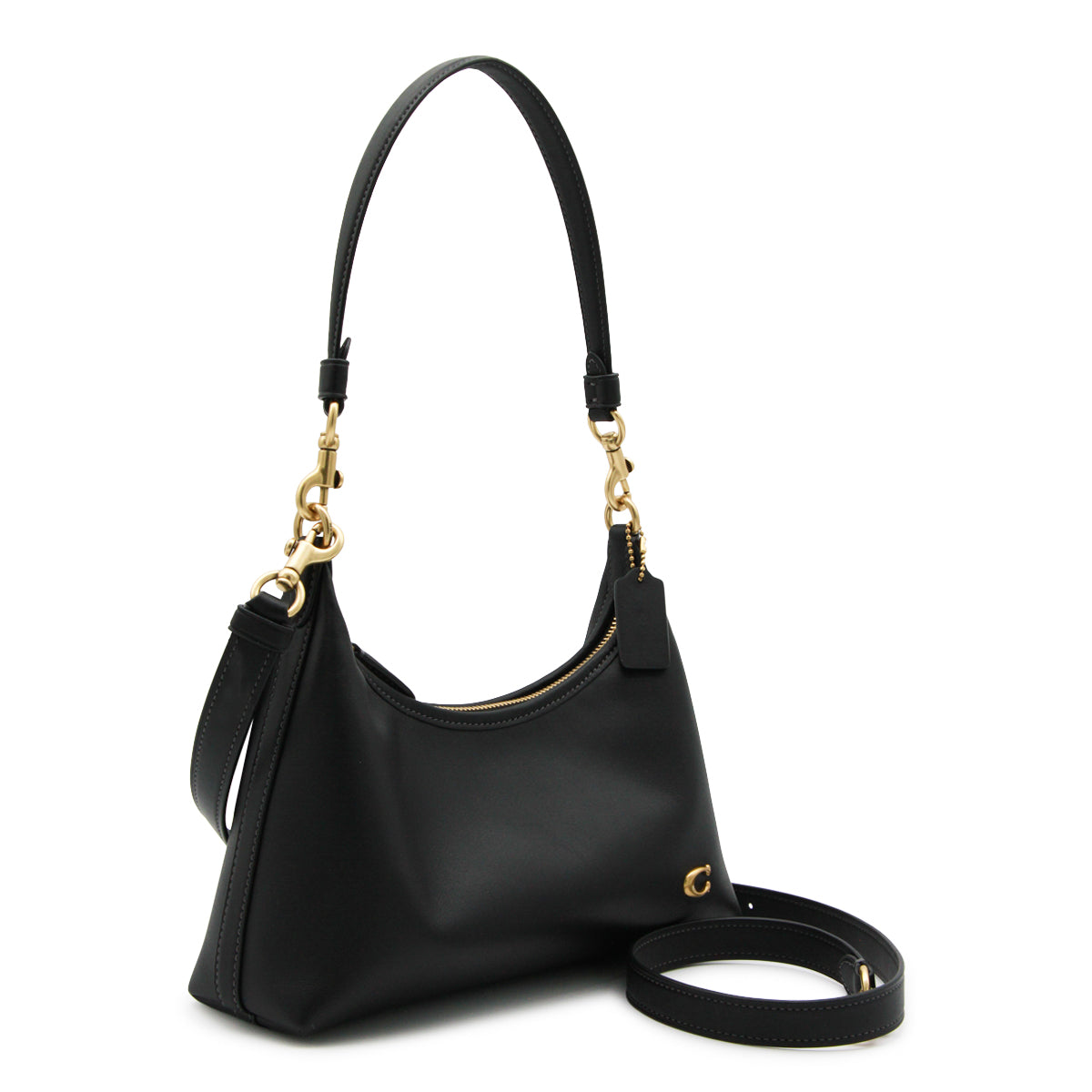 BLACK LEATHER JULIET SHOULDER BAG