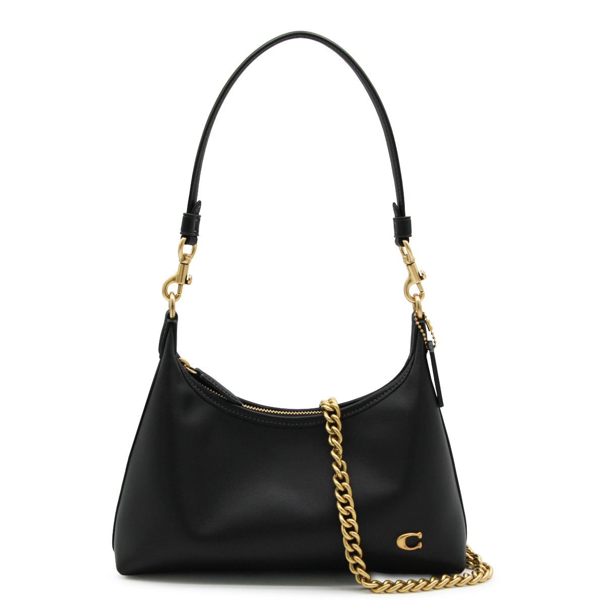 BLACK LEATHER JULIET SHOULDER BAG