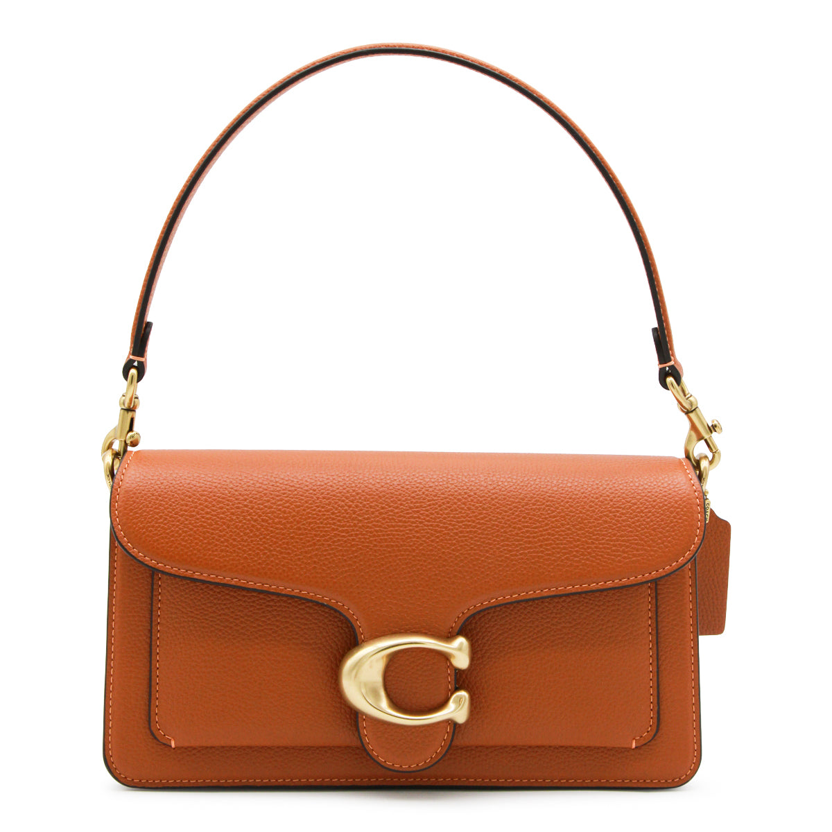 AMBER BROWN POLISHED PEBBLE LEATHER TABBY SHOULDER BAG