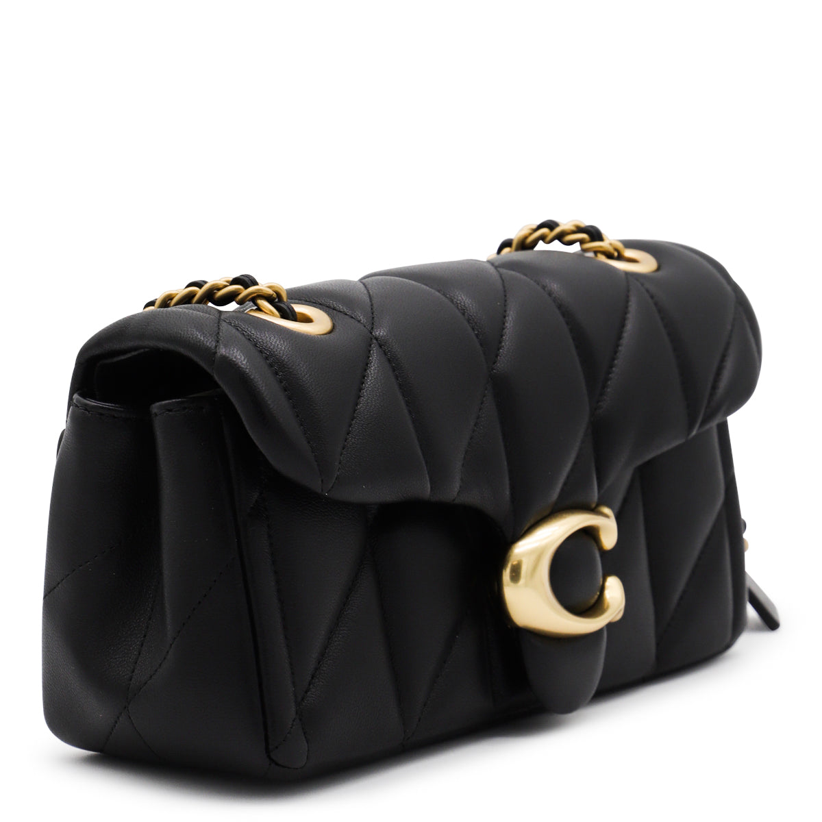 BLACK LEATHER TABBY SHOULDER BAG