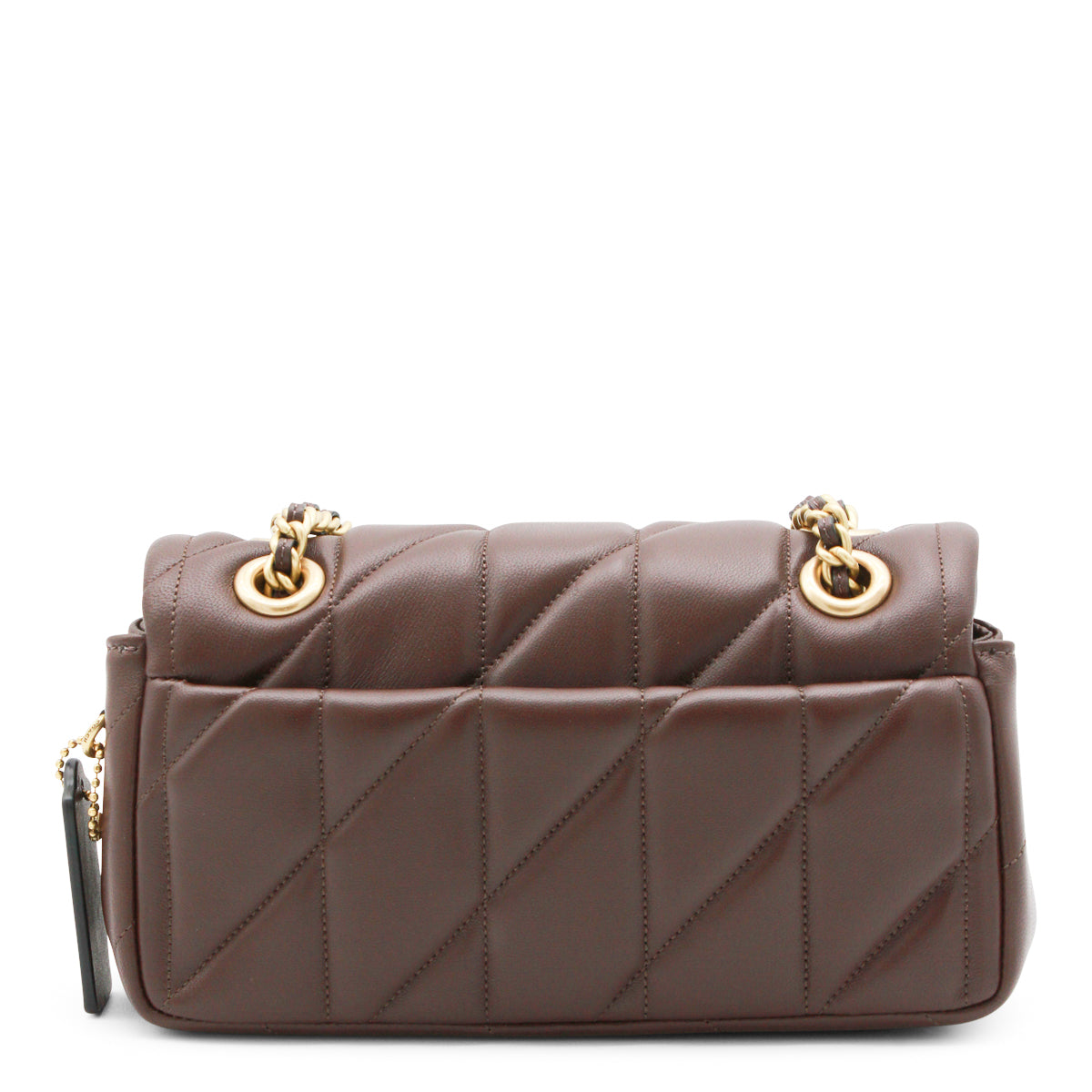 BROWN LEATHER QUILTED TABBY SHOULDER BAG 20