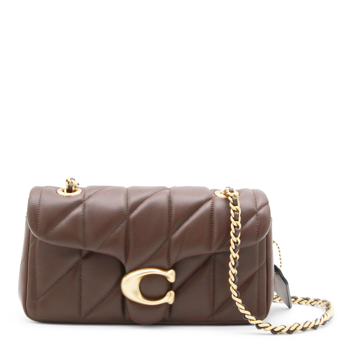 BROWN LEATHER QUILTED TABBY SHOULDER BAG 20