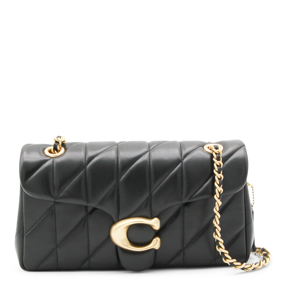 BLACK LEATHER QUILTED TABBY SHOULDER BAG 26