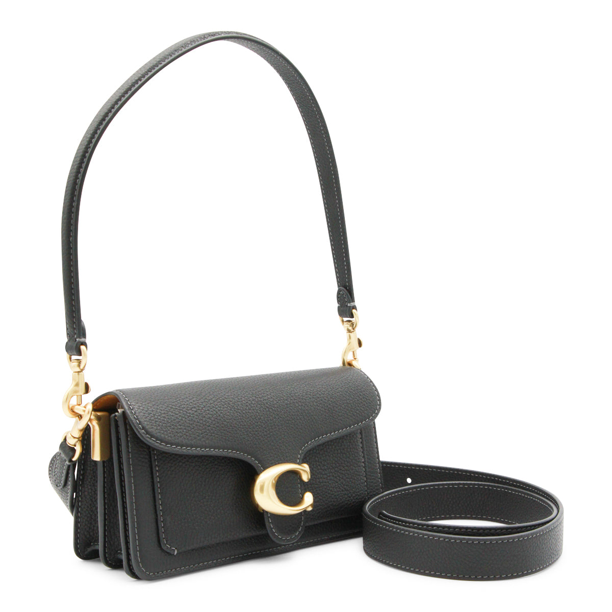 BLACK POLISHED PEBBLE LEATHER TABBY SHOULDER BAG 20 REFRESH