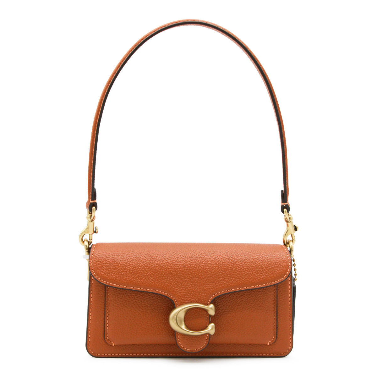 AMBER BROWN LEATHER PEBBLE TABBY SHOULDER BAG