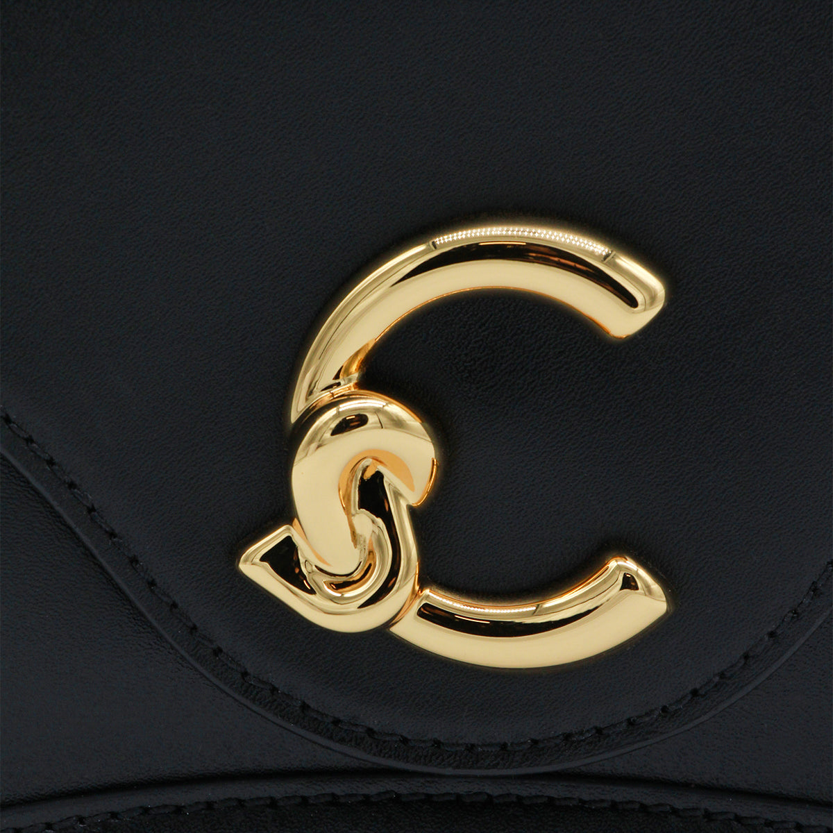 BLACK LEATHER C-ME COCKER MEDIUM TOP HANDLE BAG