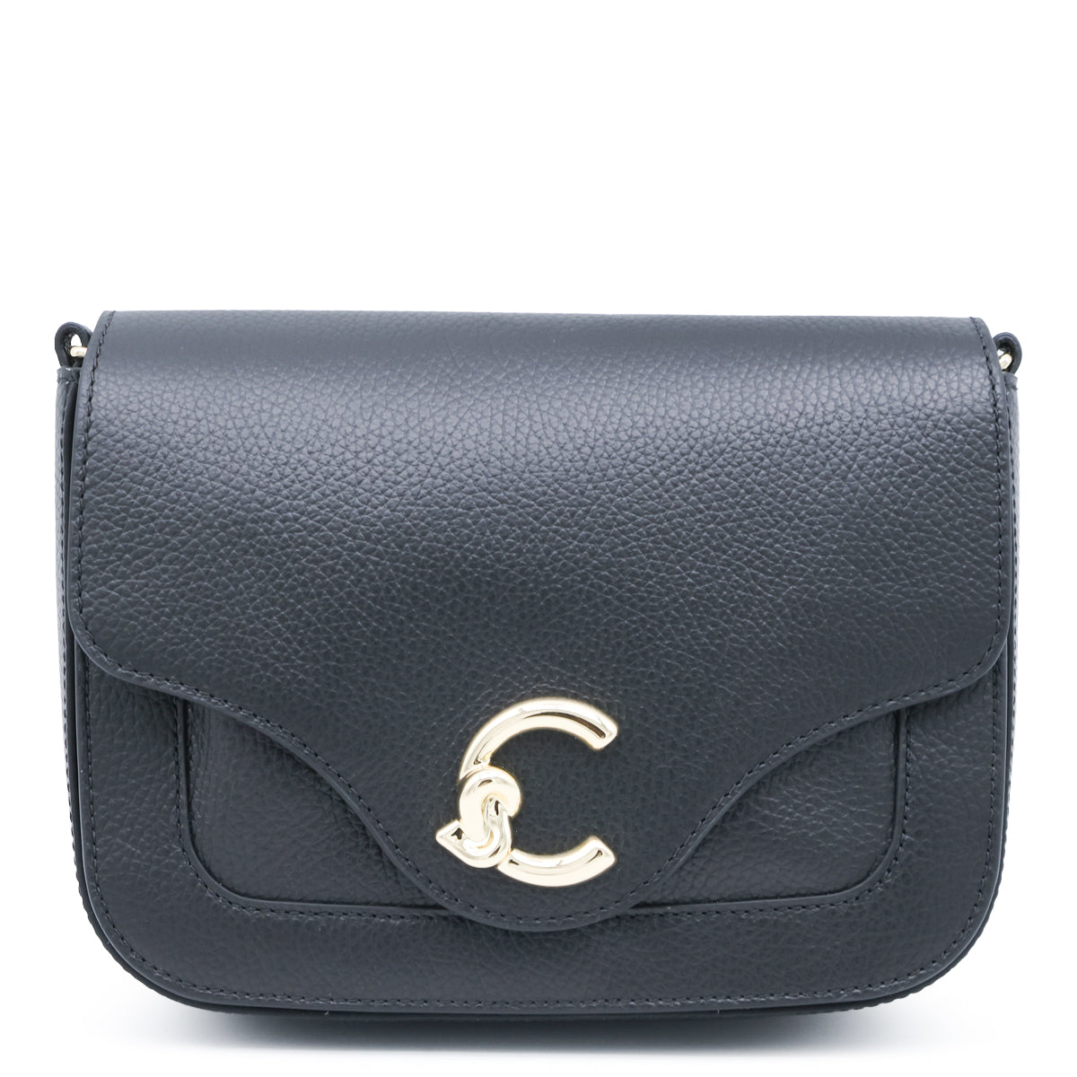BLACK LEATHER C-ME CROSSBODY BAG