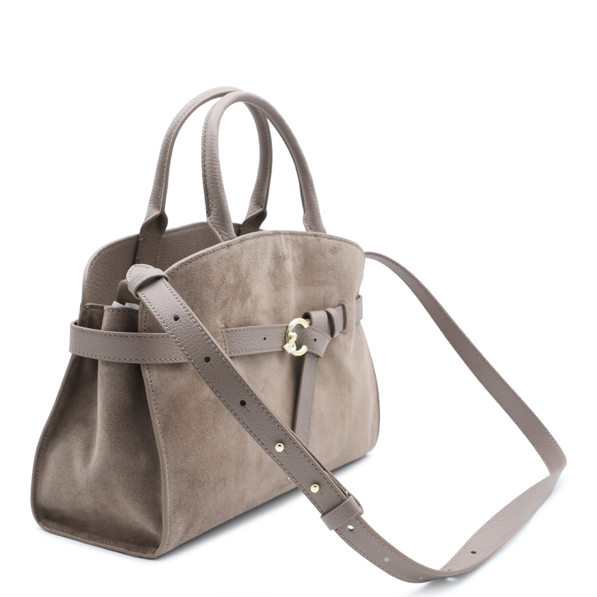 WARM TAUPE SUEDE SABINE MEDIUM TOP HANDLE BAG