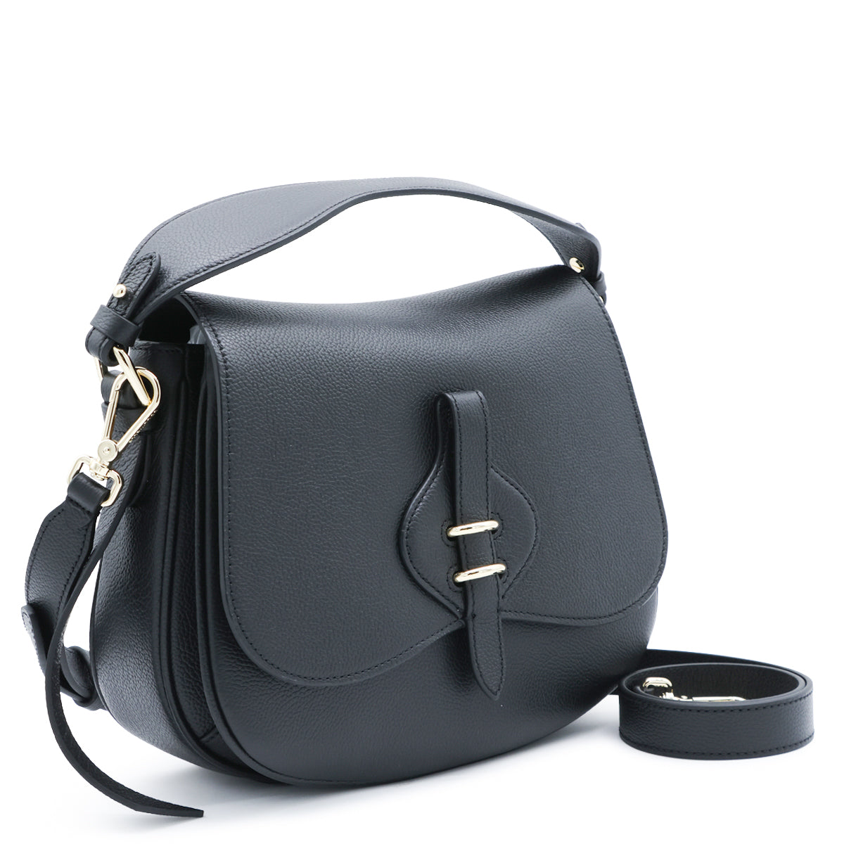 BLACK LEATHER MAVERY MEDIUM CROSSBODY BAG