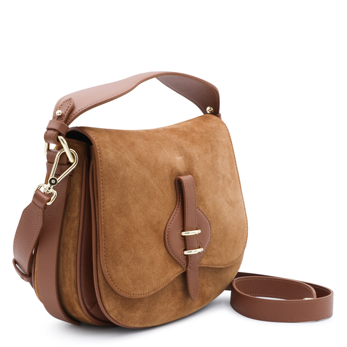 COGNAC SUEDE MAVERY MEDIUM CROSSBODY BAG