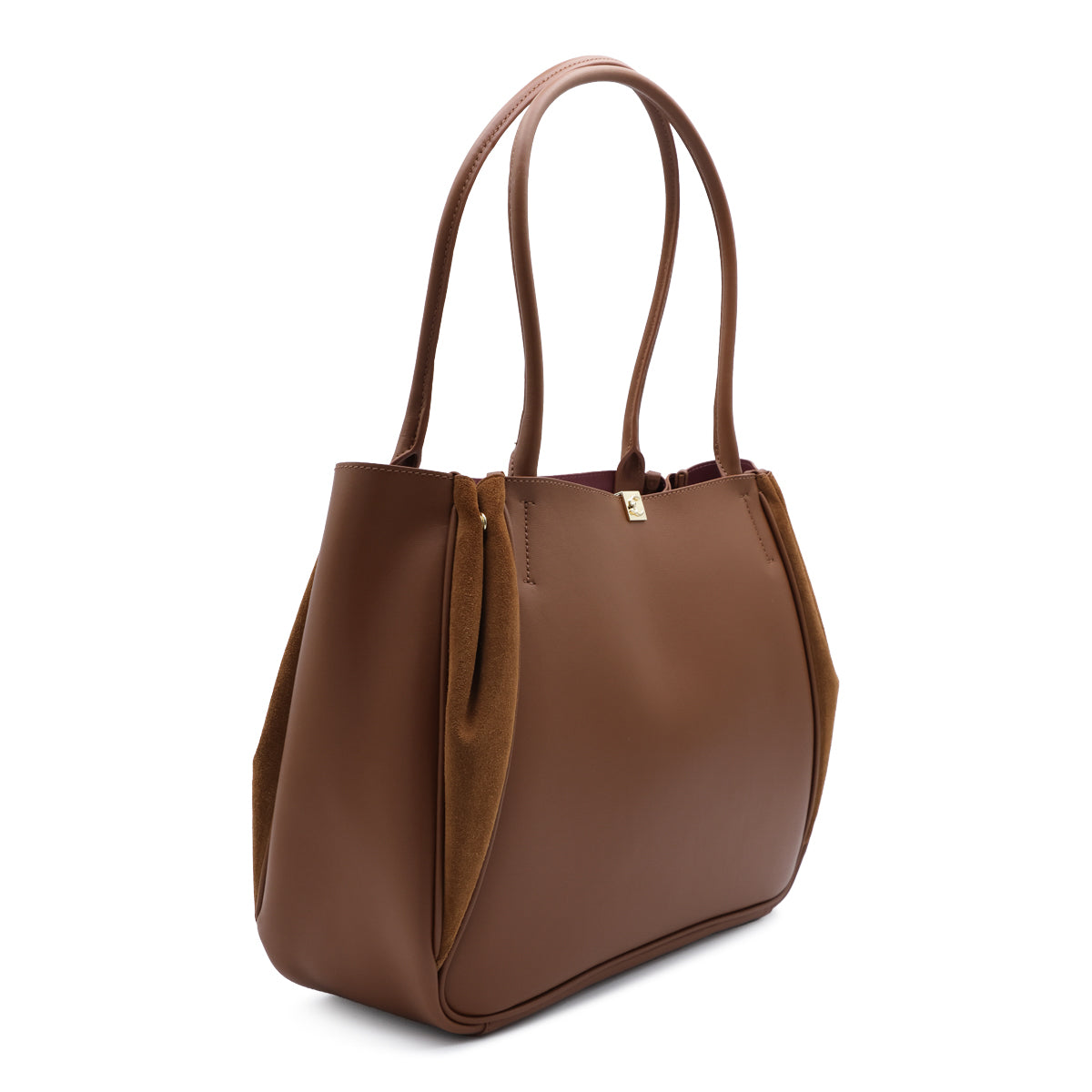 BROWN LEATHER PANSY TOTE