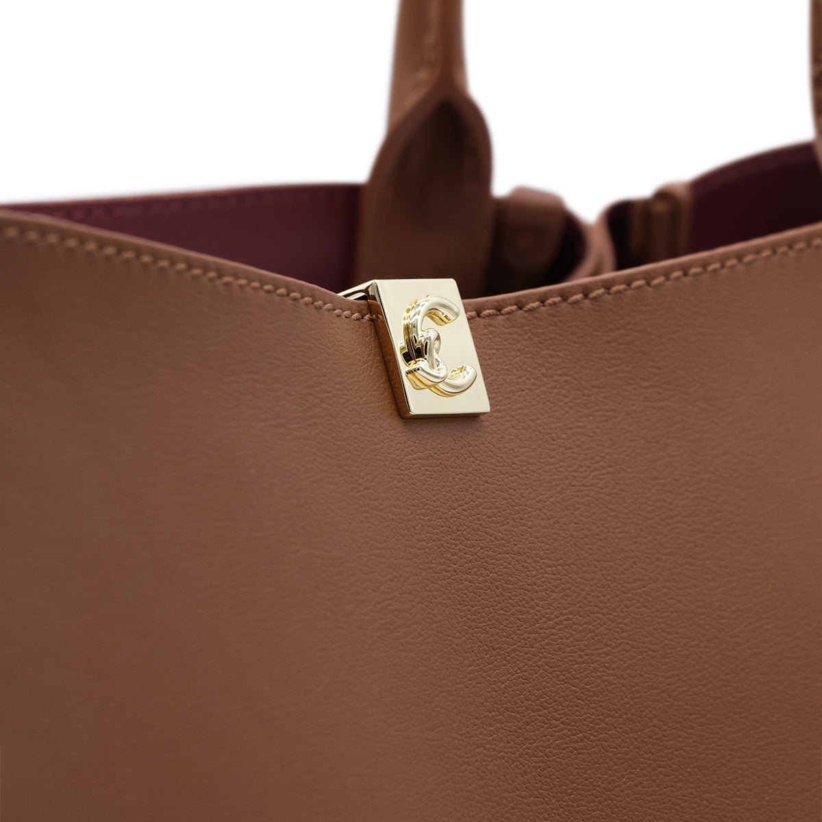 BROWN LEATHER PANSY TOTE