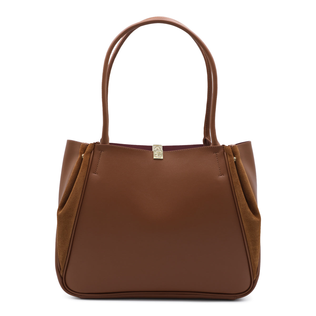 BROWN LEATHER PANSY TOTE