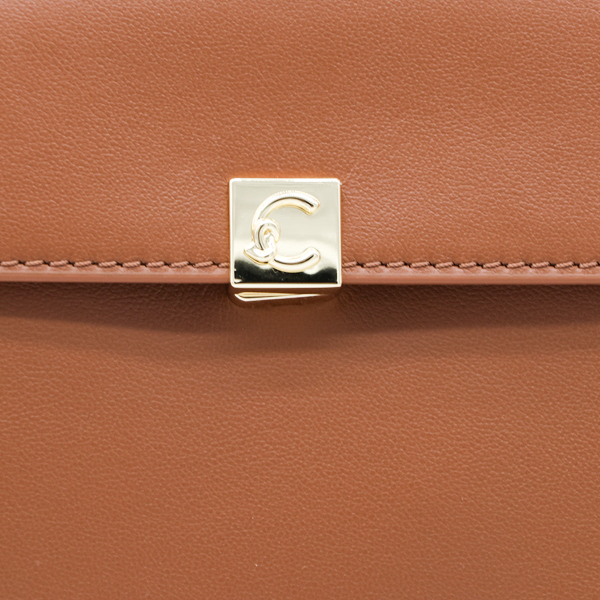 COGNAC LEATHER PANSY MEDIUM TOP HANDLE BAG